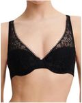 Chantelle Women's Tief Ausgeschnittener Spacer-bh Day to Night T-Shirt Bra, Black/White, 38B