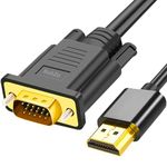 RuhZa Hdmi To Vga Cable, Gold Plated Hdmi To Vga Monitor Video Cable (Male To Male) 1080P Audio Hdtv Transmission Line Out Converter Cable For Desktop, Laptop, Pc, Monitor, Projector, Hdtv (1.8M)