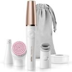 Braun FaceSpa Pro Women's Face Epilator, 10 Micro Tweezers, Skin Tightening Attachment and Facial Cleansing Brush, Rechargeable, 90 Minutes Battery, Wet & Dry, Waterproof — SE912, White/Bronze