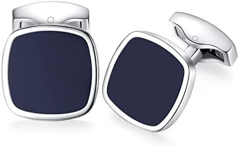 HONEY BEAR Square Cufflinks for Mens Business Wedding Gift, 15mm, Stainless Steel, no gemstone