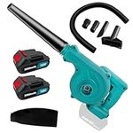 Cordless Leaf Blower, Portable Dust Leaf Blower, 2-in-1 Electric Handle Blower and Vacuum Cleaner, with 2 * 3000mah Rechargeable Battery Set, for Lawn Leaf Blowing, Car, Corner Dust Clearing