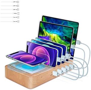 Fastest Charging Station for Multiple Devices,5 USB Ports Chargers for Multiple Devices for Charging Pad for Apple/AirPods/iPad/Samsung/Android/Tablet, Ideal Present for Lovers|Dad|Husband