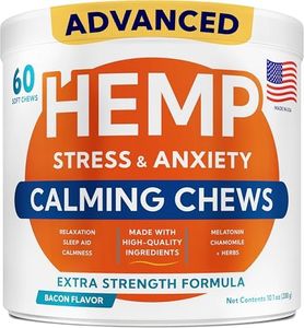 GOODGROWLIES Dog Calming Chews - Anxiety and Stress Relief - Made in USA Treats - Max Strength Hemp Chews - Anti-Anxiety Relaxing Bites - Calm, Sleep Aid, Fireworks, Storms - 60Ct