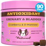 Natural Dog Company Cranberry Supplement for Dogs - Urinary & Bladder Support for Dogs - D-Mannose for Dogs Promotes Bladder Health - Turkey Flavor - Dog UTI Incontinence Supplement - 90 Soft Chews