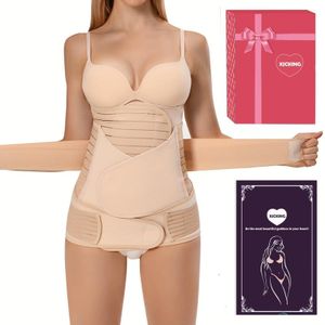 Postpartum Belly Band Wrap Girdle 3 in 1 Belt - C section Binder Post Pregnancy Recovery Support For Women - Post Delivery Shapewear Tummy Bandit Abdominal Corset Body Shaper Faja Postparto Cesarea