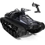 KINGCOO RC Tracked High Speed RC Tank Off-Road 4WD RC Car 2.4 Ghz 1/12 RC Tank Boys Adult Toys(Grey)