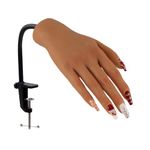 Nail Pratice Training Hand for Acrylic Nails with Stand Bracket,Soft Silicone Maniquin Hand, Flexible Bendable Nail Practice Fake Hand for Nails Art Practice Tool