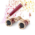 Aomekie Opera Glasses Binoculars 3X25 Theater Glasses Mini Binocular Compact with Handle for Adults Kids Women in Musical Concert?Red?