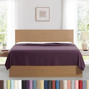 Southshore Fine Living, Inc. 2-Pack Flat Sheets Only, King Size Bed Sheets, 112" x 102" Oversized King Top Sheet Stays Tucked on Deep Mattresses, Flat Sheet, Set of 2, Purple