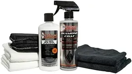 White Diamond Mirror Finish Polishing Pack - Long Lasting Metal Polish & Sealant, Diamond Coat Graphene Ceramic Spray, 2 Microfiber Towels, 2 Polyester Application Pads, 2 Terry Clothes