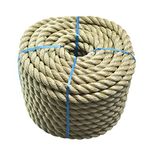 LABLT 1 inch Twisted ProManila Rope Cordage, 100 feet UnManila 3 Strand Synthetic Polypropylene Rope Tan Thick Polypropylene Cord for Indoor Outdoor Use, Tug of War, Marine