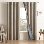 CUCRAF Full Blackout Curtains Energy Efficient with Coating Back,100% Sun Blocking Curtains for Bedroom,Thermal Insulated Window Drapes for Living Room,2 Panels(52 x 63 inches, Light Khaki)