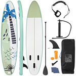 COSTWAY Inflatable Stand Up Paddle Board, 6" Thick SUP with Accessories, Adjustable Aluminium Paddle, Hand Pump, Removable Fin, Leash and Backpack Bag for All Skill Levels (320x76x15CM, Green)