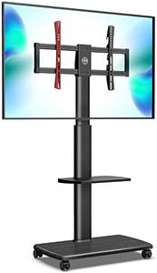 FITUEYES Rolling TV Stand on Wheels fit 32''-65'' Swivel Bracket Mount with 2 AV Shelf Display for Living Room,Bedroom,Office & Corner TT206505GB