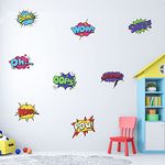 Sound Effects Wall Decal Comic Book Bang Wow Stickers Superhero Vinyl Decals Peel and Stick Wall Art Stickers