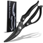 Poultry Shear Heavy Duty for Kitchen: Meat Scissors for Food and Fish, Cooking Chicken Shear Stainless Steel, Black