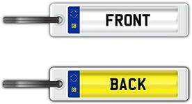 GB EU Personalised Registration Number Plate Keyring Any Name or Text