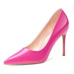 GENSHUO High Heels Pumps for Women Closed Toe,Sexy Pointy Stiletto Heels 4 Inch,Party Prom Dress Pump Shoes Patent Leather Hot Pink Size 6