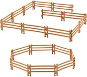 40 Pieces Horse Corral Fencing Accessories Playset Plastic Farm Fence Toy for Farm Barn Paddock Horse Stable Farm Animal Fence Panel Paddock Toy Educational Present Cake Toppers (Cute Style, Brown)