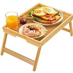Bamboo Bed Tray Table with Foldable Legs, Breakfast Tray for Sofa, Bed, Eating, Working, Used As Laptop Desk Snack Tray by Pipishell