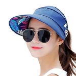 Alexvyan Polyester Sun Visor Hats For Women Uv Protection Wide Brim Summer Cap For Girls Hat Uv Protection Breathable Casual Beach Hat, Sun Protection Cap For Women (Pink) (Blue), Large