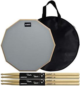 AAGUT Practice Pad with Drum Sticks Set, 12 Inch Marching Band Bass Snare Drums Pads with 4 Hickory Classic Drumsticks and Carry Bag (Gray)