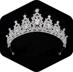 Kamirola - Queen Crown and Tiaras Princess Crown for Women and Girls Crystal Headbands for Bridal, Princess for Wedding and Party（01）, 5.3x2.4 Inch (Pack of 1), Alloy,Rhinestone, Crystal