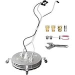 EDOU Direct Dual Handle Pressure Washer Surface Cleaner 24" with Wheels | Stainless Steel | Heavy Duty | 4,500 PSI Max Working Pressure | Includes: 3/8" Quick Connector Kit, Teflon Tape