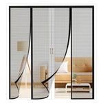 Fly Screen for Bedroom, 235x235cm Anti-Mosquito Window Curtain with self-Adhesive Velcro Tape for Mobile Home, Black