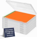 JTJ Sourcing - Plastic Storage Box for Letter A4 Paper - Document Magazine Paper Protector - Portable A4 Project Sleeves - Document Organizer Box Storage - (Set of 6)