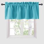 Hiasan Blackout Valance Curtains for Windows Therml Insulated Solid Window Curtain Valance for Kitchen 42 x 18 inches, 1 Panel, Turquoise