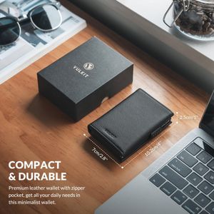 VULKIT RFID Leather Card Holder – Slim Wallet for Men & Women