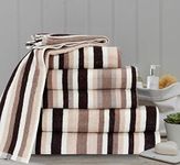 Royal Victorian Pure100% Cotton Stripe Quality 550 GSM Bath Towel, Bath Sheet and Bale Sets (Brown, Bath Towel)