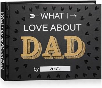 Artmag What I Love about Dad, 50 Things Fill-in-the-Blank Journal Love Mini Book for Father's Day Birthday Christmas Gifts Book for Dad Black