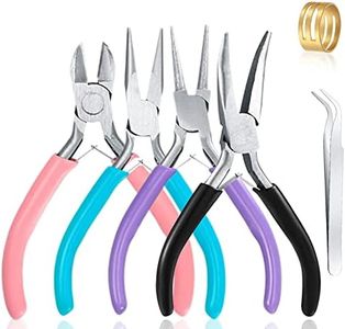 4 Piezas Kit de Herramientas para Hacer Joyas, Alicates de Punta Aguja/Punta Larga/Punta Cadena/Cortador de Alambre