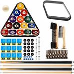 Luxmool 85Pcs Pools Table Accessories, Pool Balls Billiard Set with Triangle and Diamond Ball Holder Cue Chalks Pool Cue Tip Pool Sticks Table Sticker Cue Shaft Cloth Pool Table Brush Set