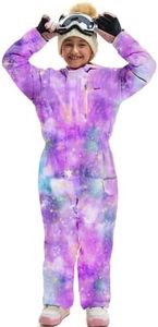 GEMYSE Kids One Pieces Ski Suits Jumpsuits Boys Girls' Winter Outdoor Snowboarding Waterproof Snowsuits (Watercolor Purple,4/5)