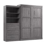 BESTAR Pur Queen Murphy Bed and Shelving Unit with Drawers, 101-inch Space-Saving Wall Bed