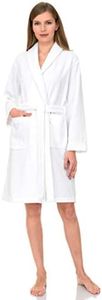 TowelSelections Women’s Robe, 100% Cotton Short Terry Shawl Bathrobe Large White