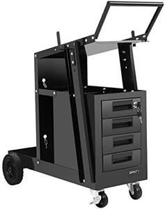 Giantz 4 Drawers Tool Trolley, Lockable Toolbox Tools Storage Cabinet Trolleys Cart Mechanic Rolling Laser Welding Welder Machine Garden Organiser, 100kg Capacity with 2 Holders Black