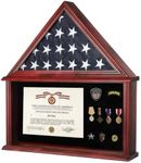 Zmiky Large Burial Flag Display Case American Flag Solid Wood Display Case Fits a 5 X 9.5 Flag Folded Military Shadow Box Flag Display Case with Certificate Holder Mahogany Finish