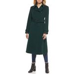 Cole Haan Women Flared Trench Slick Wool Coat, Forest, 10