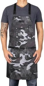 Stylecraft Hair Cutting Apron, Heavy Weight, Waterproof, Professional Barber-Salon Cross Back Strap and Pockets (Black Camo)