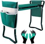 Garden Kneeler and Seat,with 2 Tool Bags Pouches and Claw Gloves,Portable Lightweight Garden Bench Thicken EVA Foam Pad Sturdy Steel Pipe Practical Garden Tools(Green)