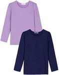 Arshiner Kids 2 Pack Long Sleeve Tees Girls Basic Tees 2pcs Shirt