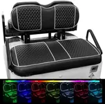 NOKINS Golf Cart Seat Covers with RGB Ambient Light Seat Covers Kit for EZGO TXT 2014+ Front Seat Cushion, No Staple, Golf Cart RGB Lighting with Music Sync Replacement Seat Covers, Black