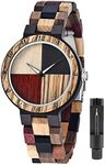 Tiong Ladies Plaid Wood Design Watc