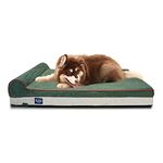 Laifug Orthopedic Memory Foam Extra Large Dog Bed with Pillow and Durable Water Proof Liner & Removable Washable Cover & Smart Design (Large (46"x28"x8"), Dark Green)