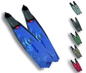 Seac Motus Italian Design Long Blade Fin for Spearfishing and Freediving Fins, Blue Camo - 4-5.5 | 36/38