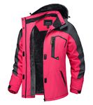 TACVASEN Ladies Waterproof Jackets Outdoor Hiking Walking Coat Winter Women Hooded Rain Jacket Windproof Warm Fleece Thermal Ski Coats Rose